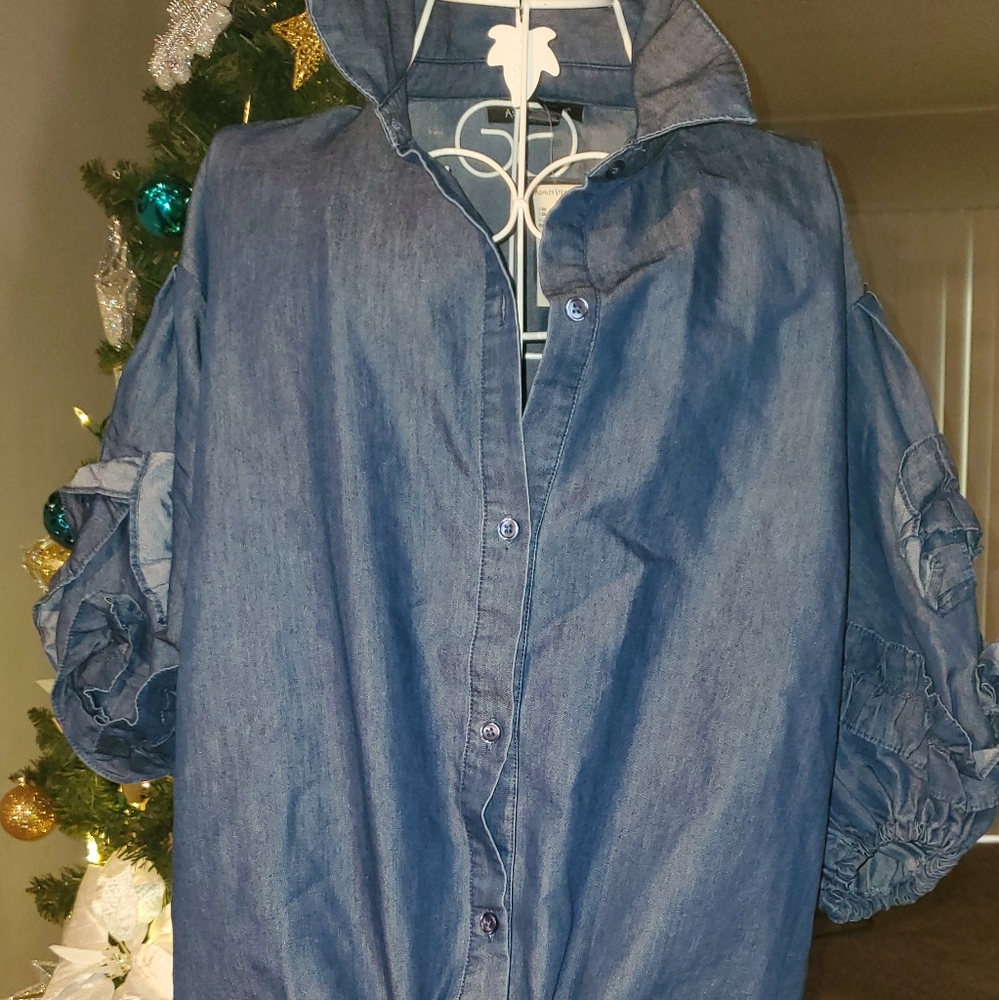 Cute Ashley Stewart denim blouse